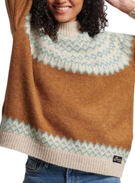 Maglione Superdry Slouchy Pattern in Beige per Donne