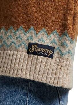 Pullover Superdry Slouchy Pattern Marrone per Donna