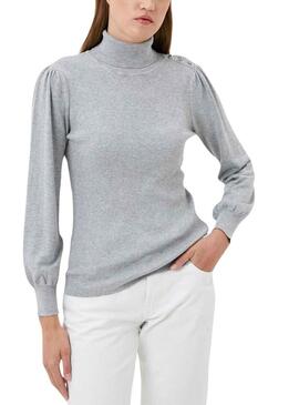 Pullover Naf Naf Knitted Ribbed Grigio per Donna