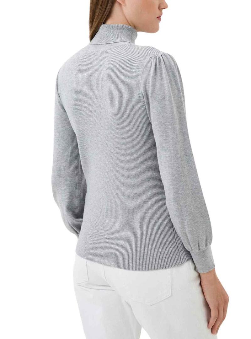 Pullover Naf Naf Knitted Ribbed Grigio per Donna