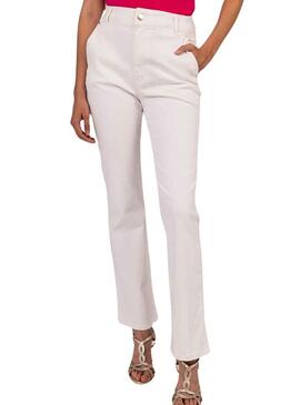 Pantaloni Naf Naf Chino Bianco per Donna