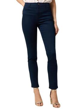 Pantaloni Naf Naf Chino Elastico Blu Navy per Donna