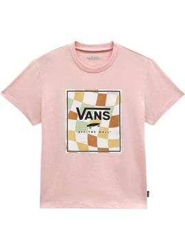 T-Shirt Vans Checker Box Rosa per Bambina