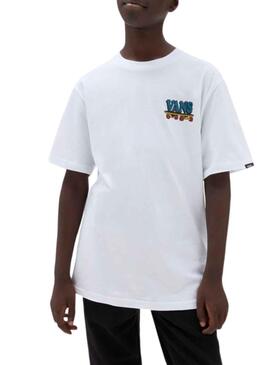 T-Shirt Vans Pizza Face Bianco per Bambino
