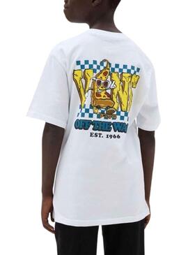 T-Shirt Vans Pizza Face Bianco per Bambino