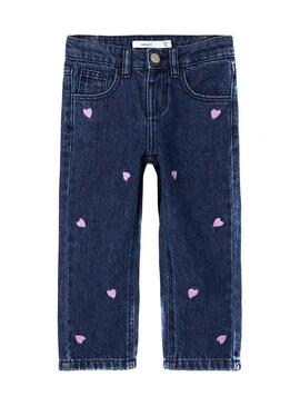 Pantaloni Jeans Name It Rosa Corazones per Bambina