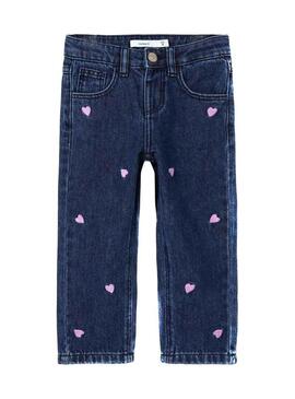 Pantaloni Jeans Name It Rosa Corazones per Bambina