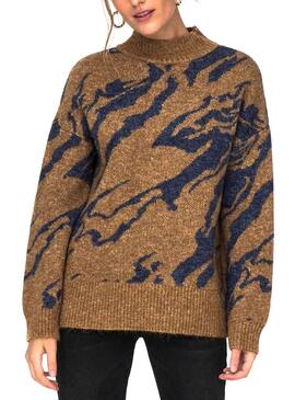 Pullover Only Tanya Jacquard Camel per Donna