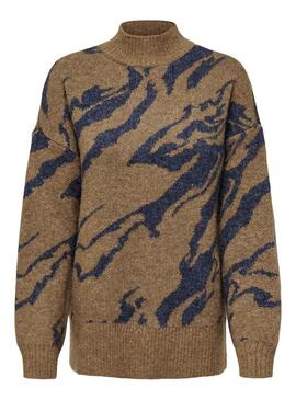 Pullover Only Tanya Jacquard Camel per Donna