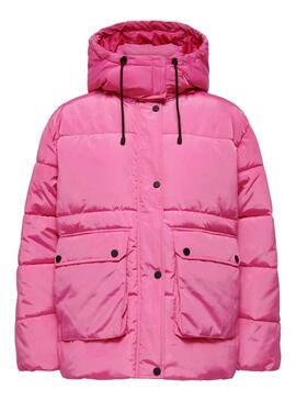 Giubbotto Only Nora Short Puffer Rosa per Donna