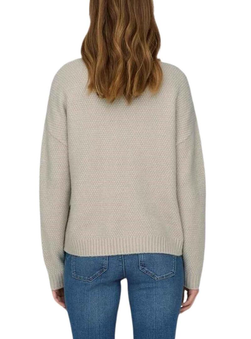 Pullover Only Amber Dolcevita Beige per Donna