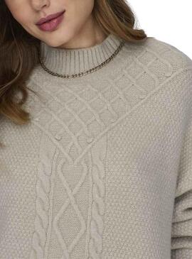 Pullover Only Amber Dolcevita Beige per Donna