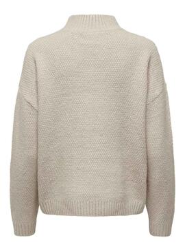 Pullover Only Amber Dolcevita Beige per Donna