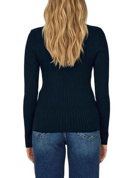 Pullover Only Anni Botoni Blu Navy per Donna