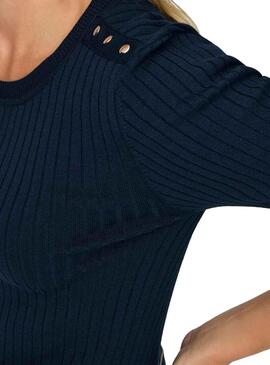 Pullover Only Anni Botoni Blu Navy per Donna