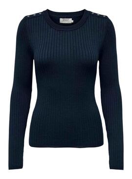 Pullover Only Anni Botoni Blu Navy per Donna
