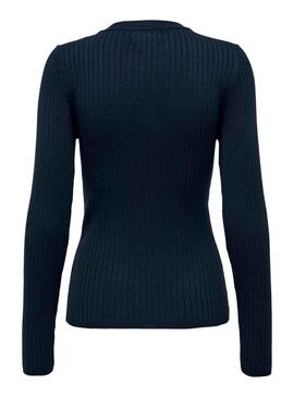 Pullover Only Anni Botoni Blu Navy per Donna