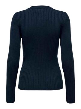 Pullover Only Anni Botoni Blu Navy per Donna