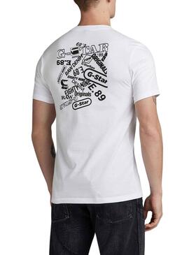 T-Shirt G-Star Back Graphic Slim Bianco Uomo