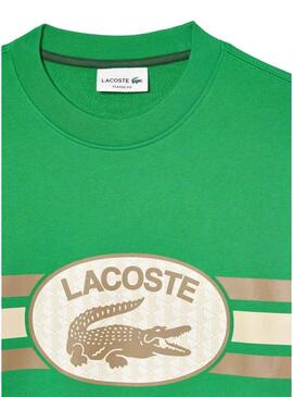 Felpa Lacoste Loose Fit Monogram Verde Uomo