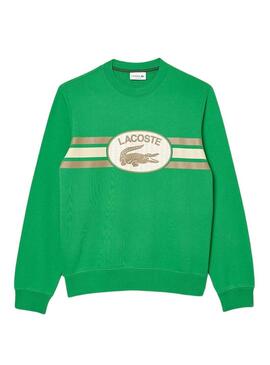 Felpa Lacoste Loose Fit Monogram Verde Uomo