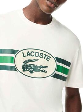 T-Shirt Lacoste Monograma Bianco per Uomo