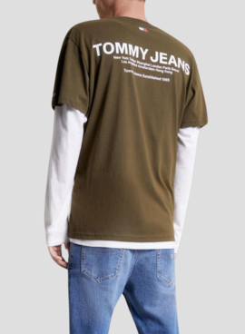 T-Shirt Tommy Jeans Linear Back Verde Uomo