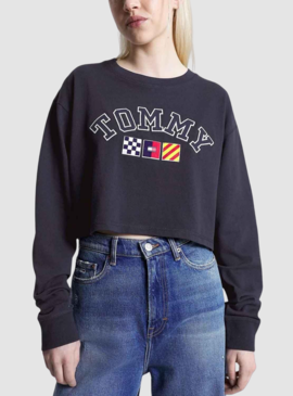 Felpa Tommy Jeans Archive Blu Navy per Donna