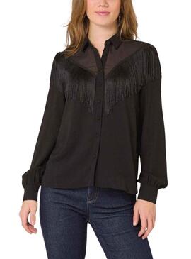 Camicia Naf Naf Frangia Nero per Donna