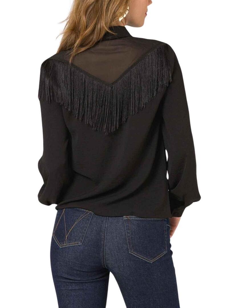 Camicia Naf Naf Frangia Nero per Donna