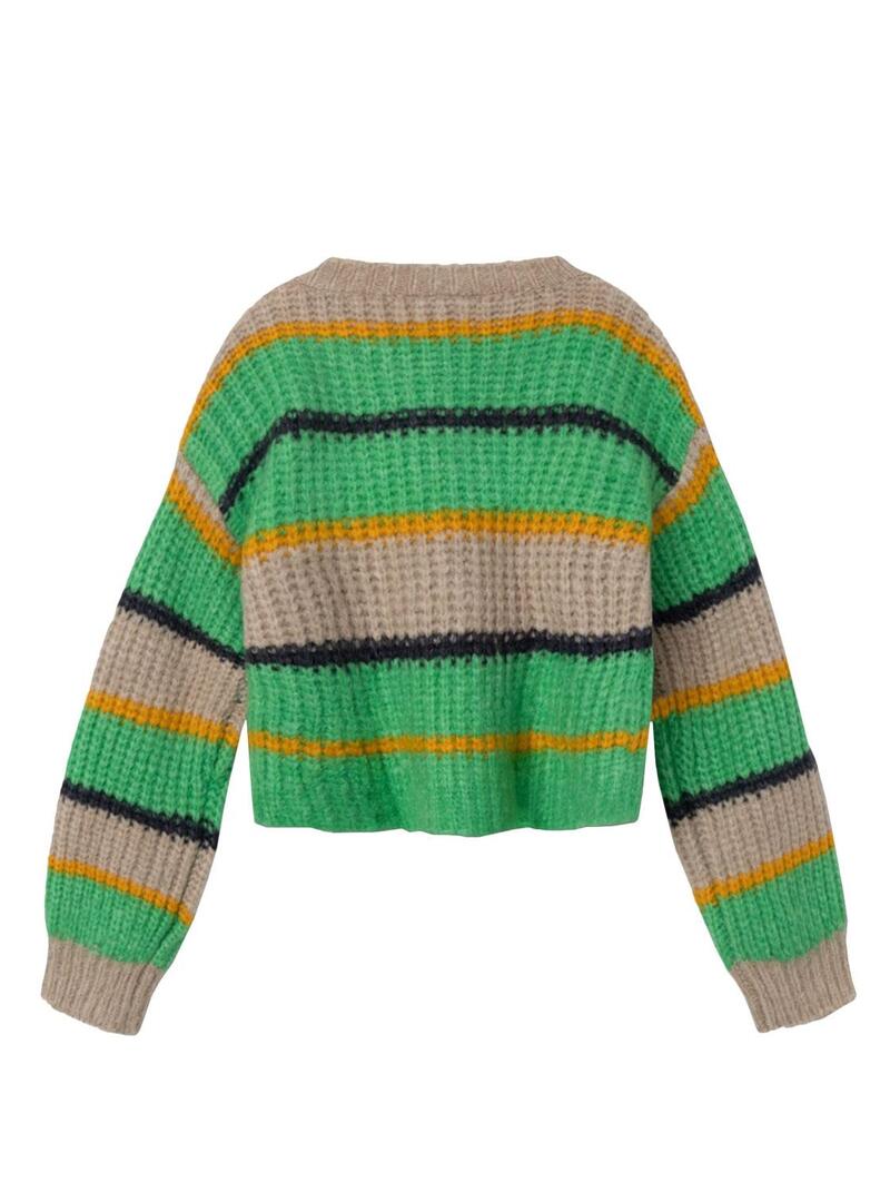 Pullover Name It Subia Strisce Verde per Bambina