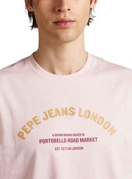 T-Shirt Pepe Jeans Waddon Rosa per Uomo