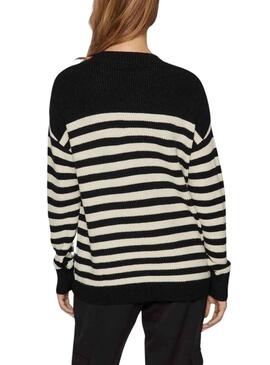 Pullover Vila Viril Strisce Nero per Donna