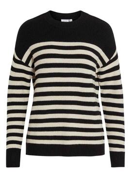 Pullover Vila Viril Strisce Nero per Donna