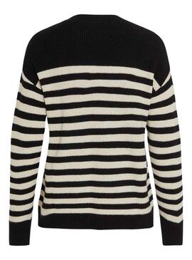 Pullover Vila Viril Strisce Nero per Donna