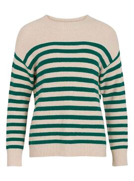 Pullover Vila Viril Verde e Beige per Donna