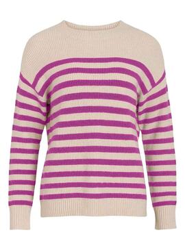 Pullover Vila Viril Rosa e Beige per Donna