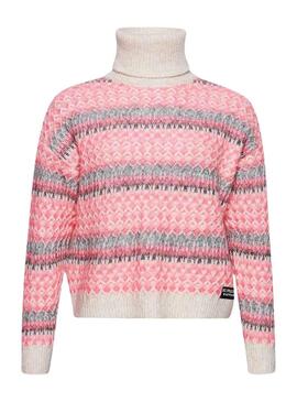 Pullover Superdry Roll Neck Rosa per Donna