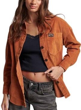 Overshirt Superdry Chunky Marrone per Donna