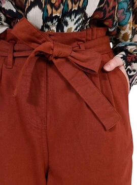 Pantaloni Naf Naf Cintura Bordeaux per Donna