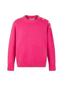 Pullover Naf Naf Bottoni Fucsia per Donna