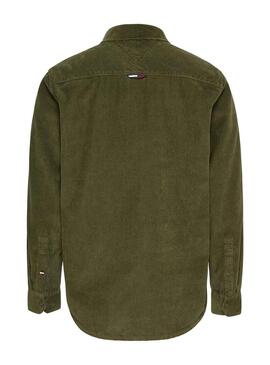 Camicia Tommy Jeans Relaxed Corduroy Verde Uomo