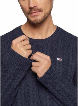 Pullover Tommy Jeans Cavo Reg. Blu Blu Navy Uomo