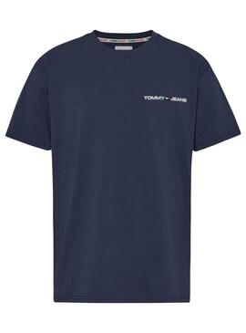 T-Shirt Tommy Jeans Linear Blu Navy per Uomo