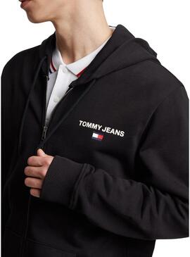 Felpa Tommy Jeans Registro Entry Zip Nero Uomo