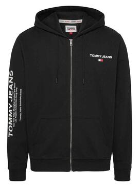 Felpa Tommy Jeans Registro Entry Zip Nero Uomo