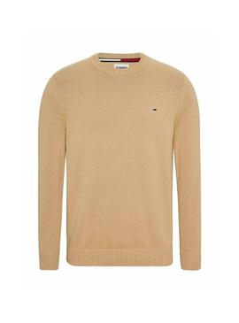 Pullover Tommy Jeans Essential Crew Beige Uomo