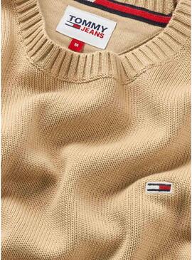 Pullover Tommy Jeans Essential Crew Beige Uomo