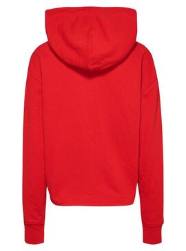 Felpa Tommy Jeans Relaxed Essential Rosso Donna