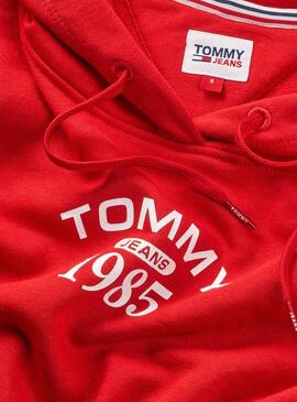 Felpa Tommy Jeans Relaxed Essential Rosso Donna